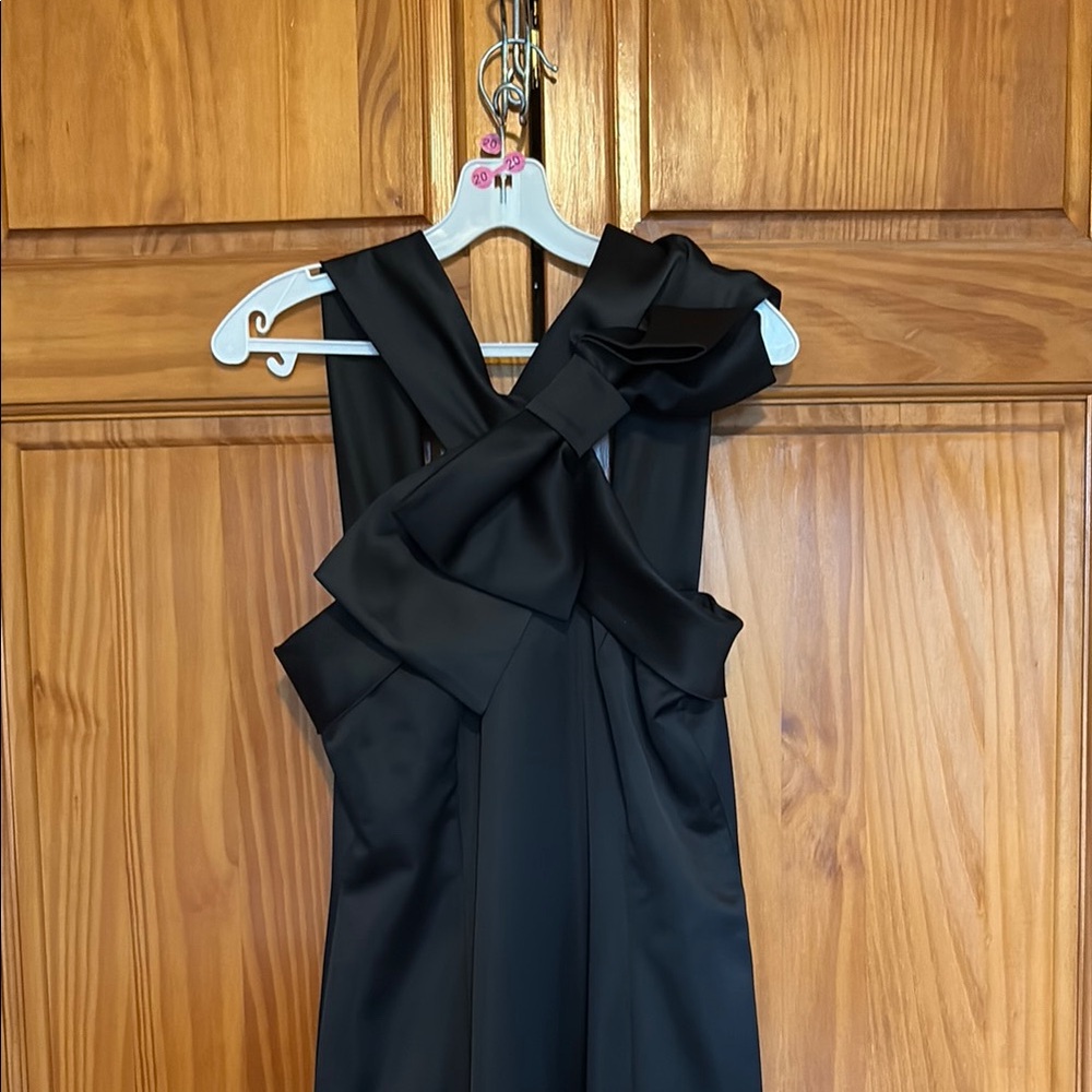 Tahari Black Satin Prom Dress